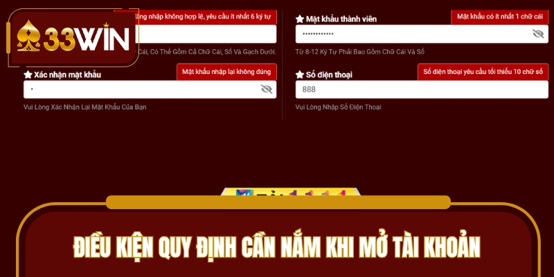 Điều kiện đủ để hội viên có thể thực hiện đăng ký 33WIN 